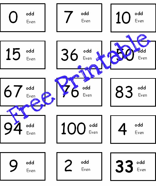 Free odd or Even Number practice and mastery printable
