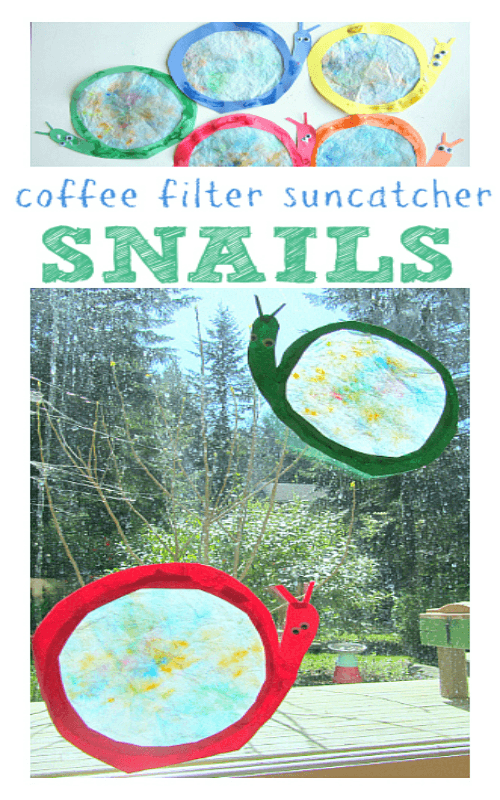 coffee filter snail suncatcher