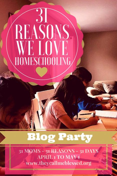 Come join the fun!!! 31 Reasons We Love Homeschooling Blog Party!!! 31 Reasons, 31 Moms, 31 Days!!! Great Giveaways!