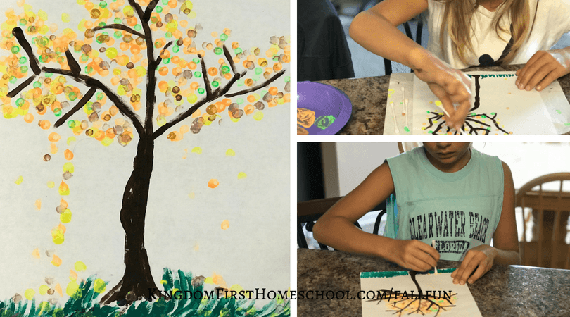 Create this simple fall tree painting using 3 supplies you probably already have. This is Day 2 of our 31 Days of Fun Fall Arts and Crafts for Kids. 