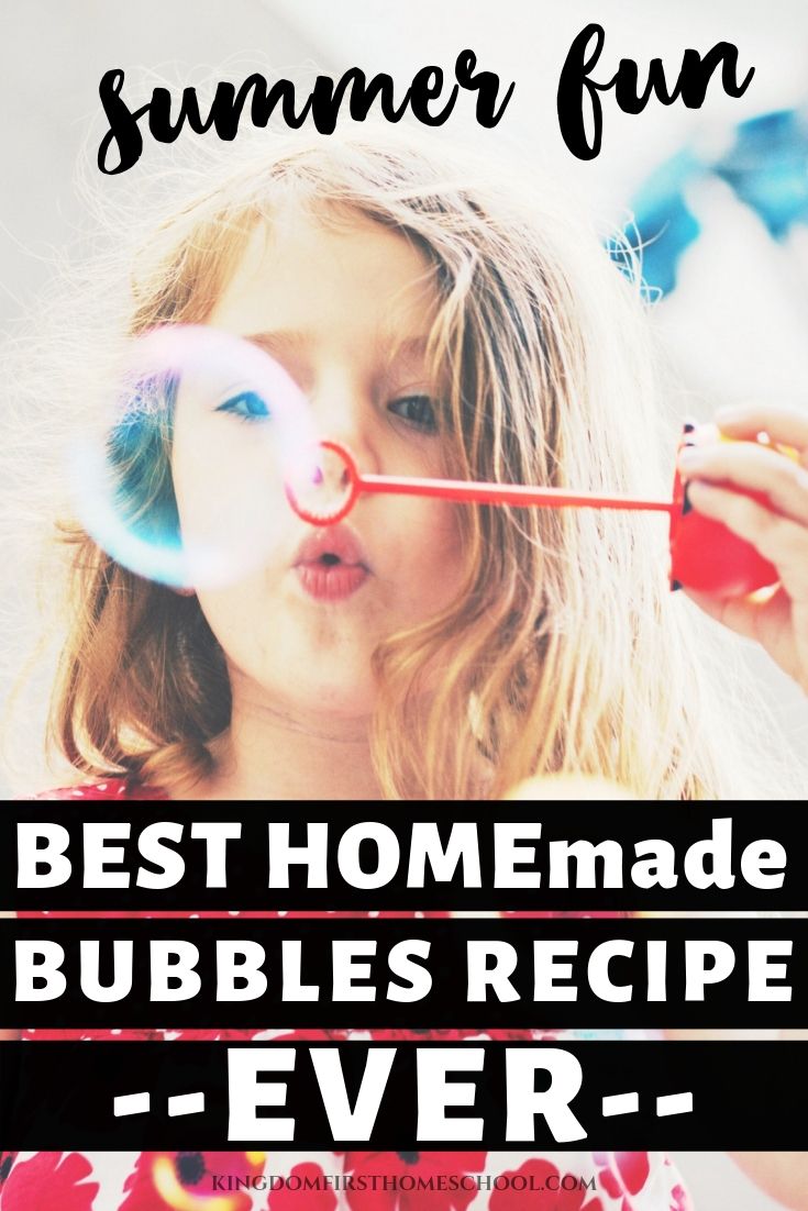 I don't know about you, but I'm tired of buying bubbles just to have them spilled within mere seconds of handing them to my littles. So I started making my own bubbles. You and your kids with have endless amounts of summer fun with the best Homemade Bubbles Ever. #bubblesrecipe #summerfunideasforkids #summerkidsactivities 
