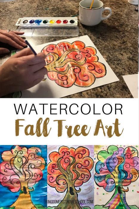 Looking for a cute, quick and easy fall art project to do with your kids? Try this Fall tree watercolor art project.
