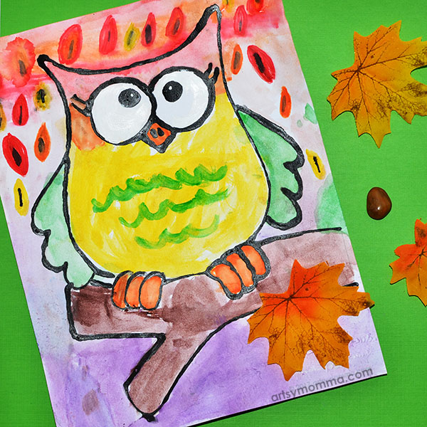 Fall Owl Watercolor Art