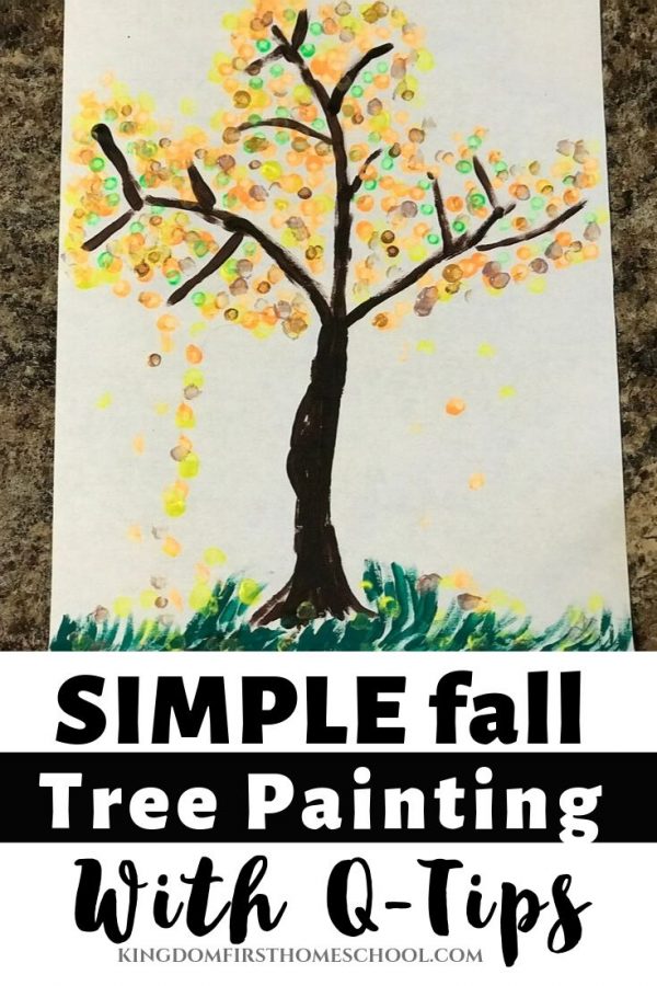 Create this simple fall tree painting using 3 supplies you probably already have. This is Day 2 of our 31 Days of Fun Fall Arts and Crafts for Kids.