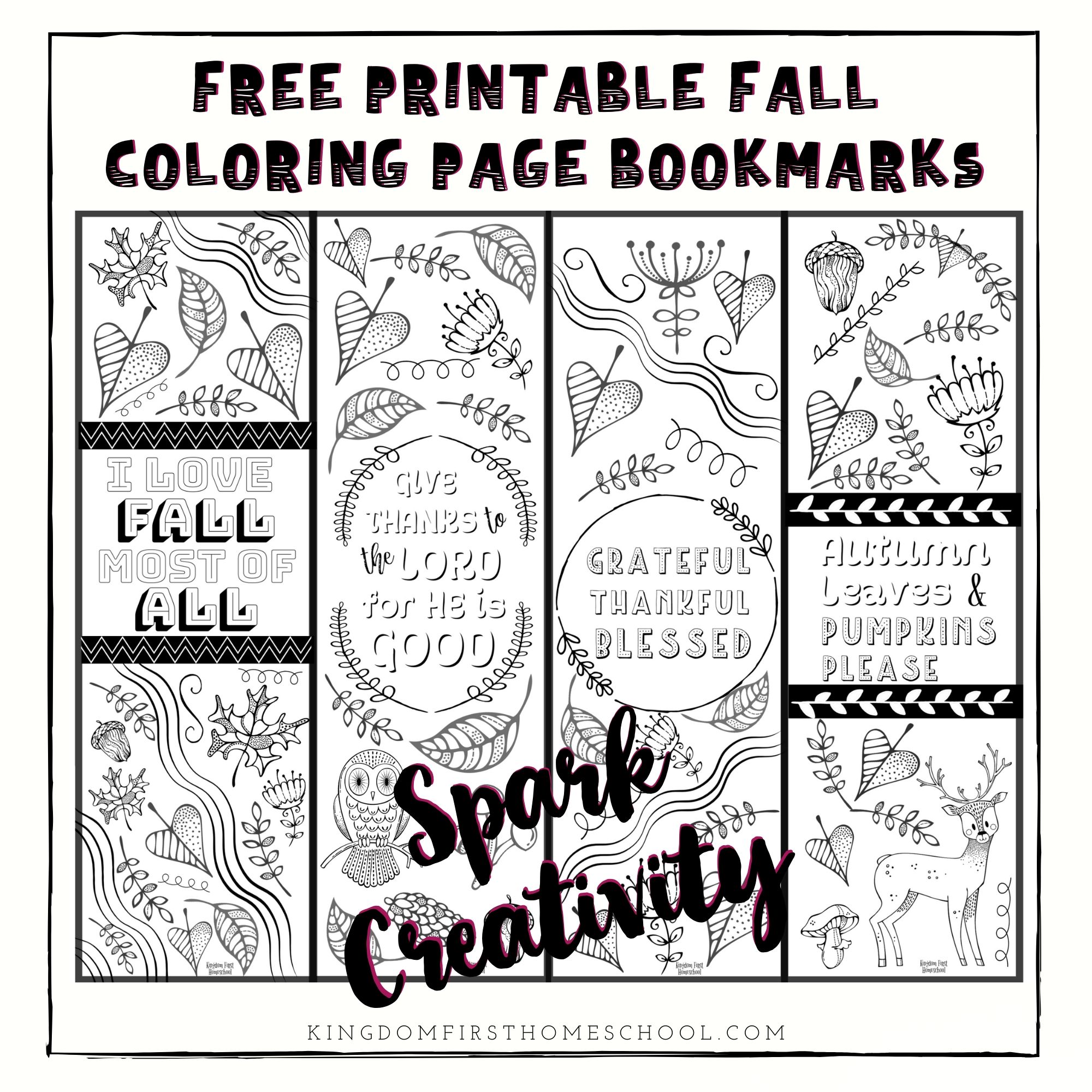 Gorgeous Free Fall Printable Coloring Page Bookmarks
