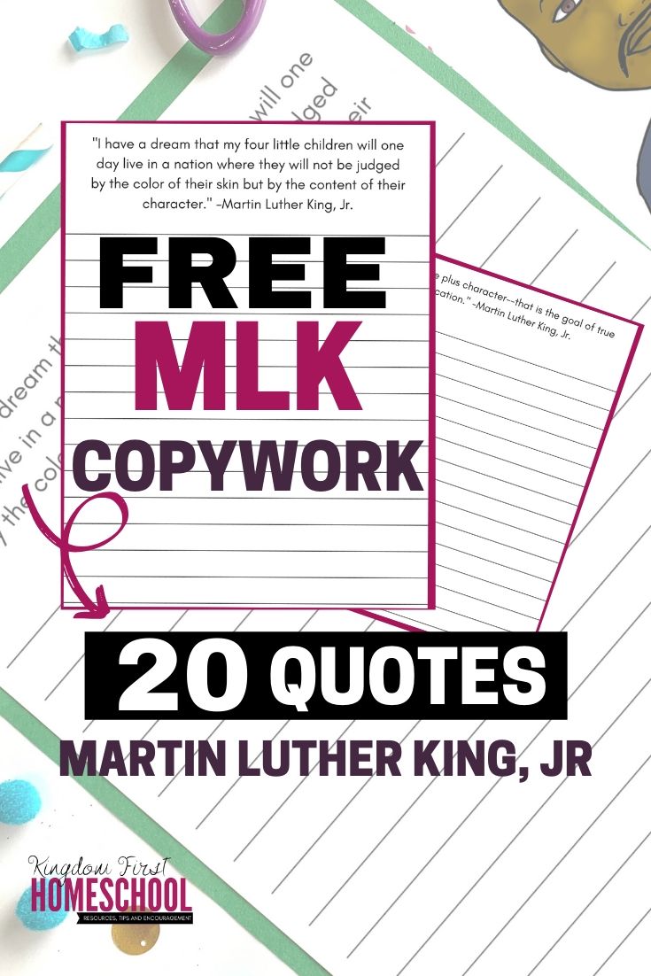 Looking for ways to build character, improve spelling and grammar? This Martin Luther King, Jr. Printable Copywork can help with all of that!