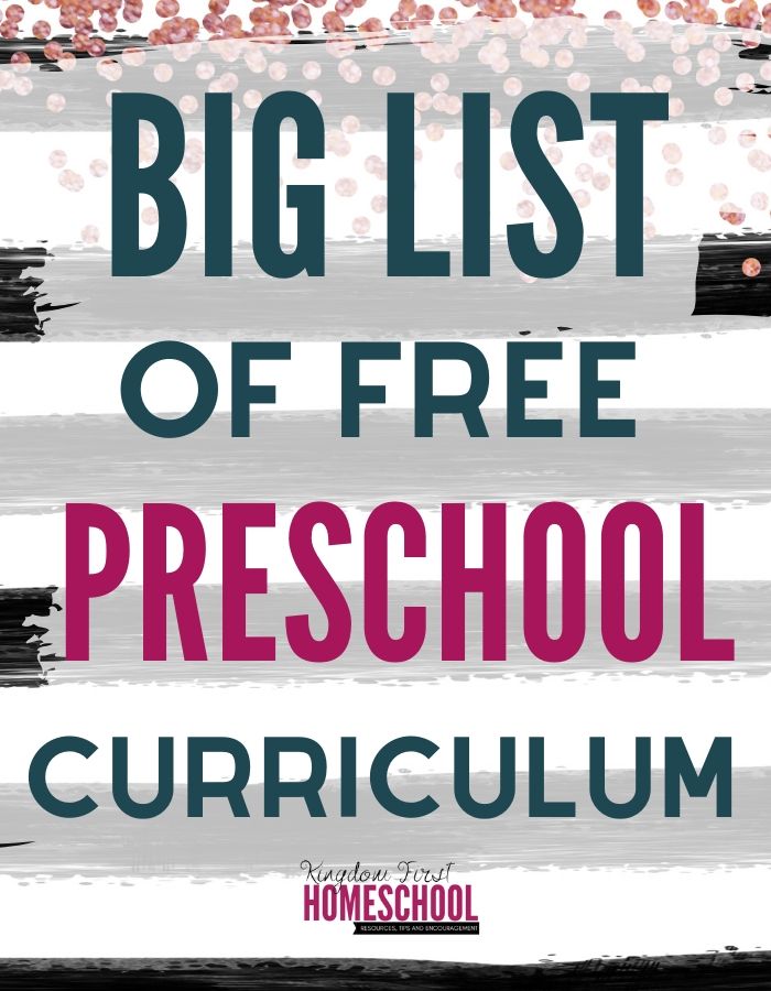 Big List of Free Homeschool Preschool Curriculum