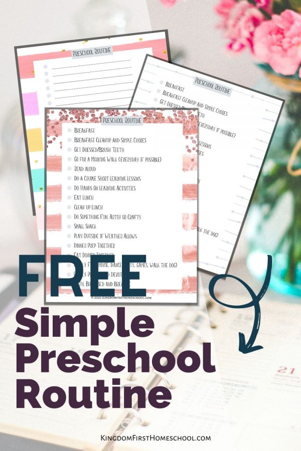 How do I Teach Preschool at Home? What does my preschooler need to know before kindergarten? Find it all here! Plus a Free Printable Preschool Routine