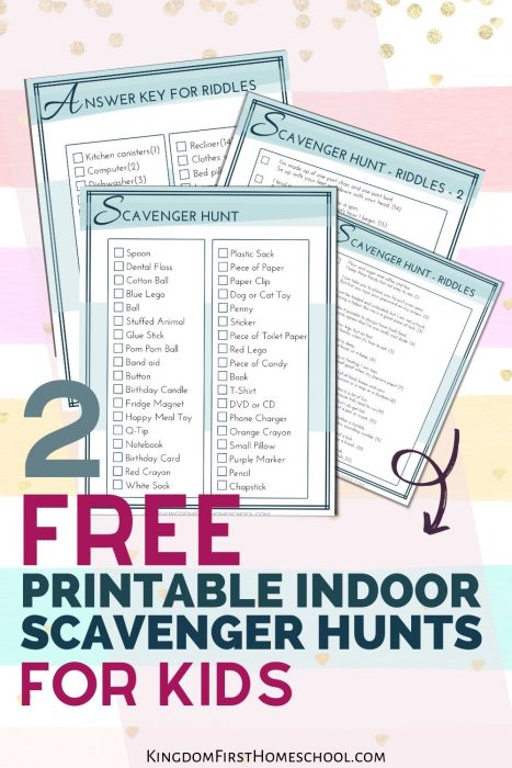 2 Printable No Prep Indoor Scavenger Hunts for Kids (When You are Stuck ...