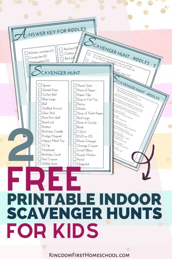 2 Free Printable Indoor Scavenger Hunts for Kids