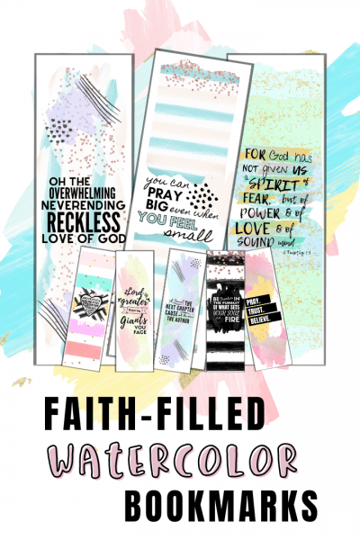 Faith-Fille Watercolor Printable Bookmarks