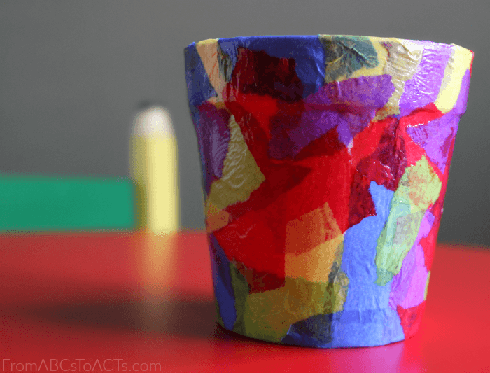 Tissue Paper Flower Pot Craft