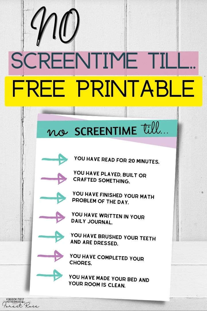 Free Printable No ScreenTime Until…