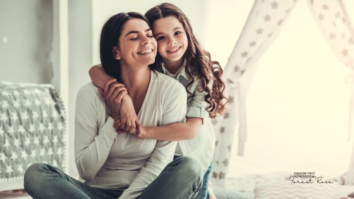 happy mom and daughter