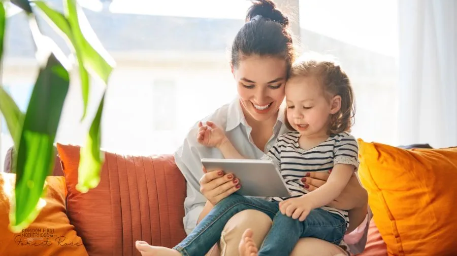 Mom and daughter reading