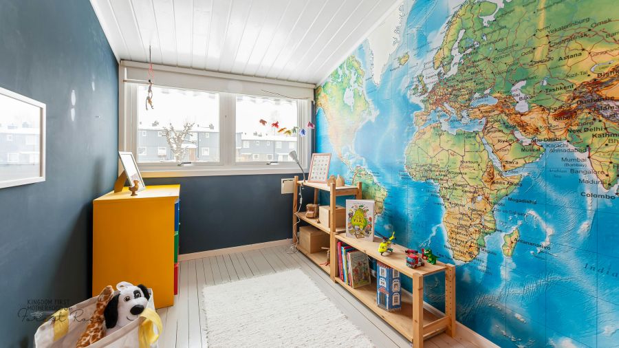 Peel and Stick Map on Wall in Learning Space